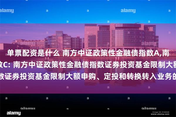 单票配资是什么 南方中证政策性金融债指数A,南方中证政策性金融债指数C: 南方中证政策性金融债指数证券投资基金限制大额申购、定投和转换转入业务的公告